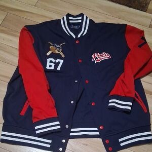 Polo by Ralph Lauren Men's Navy and Red Varsity Jacket